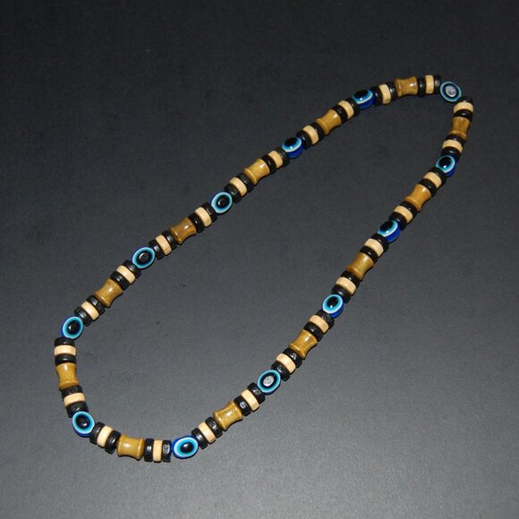 Evil Eye Necklace,Evil Eye Wood Necklace,Fatima Necklace,Good Luck Necklace - Picture 4 of 4